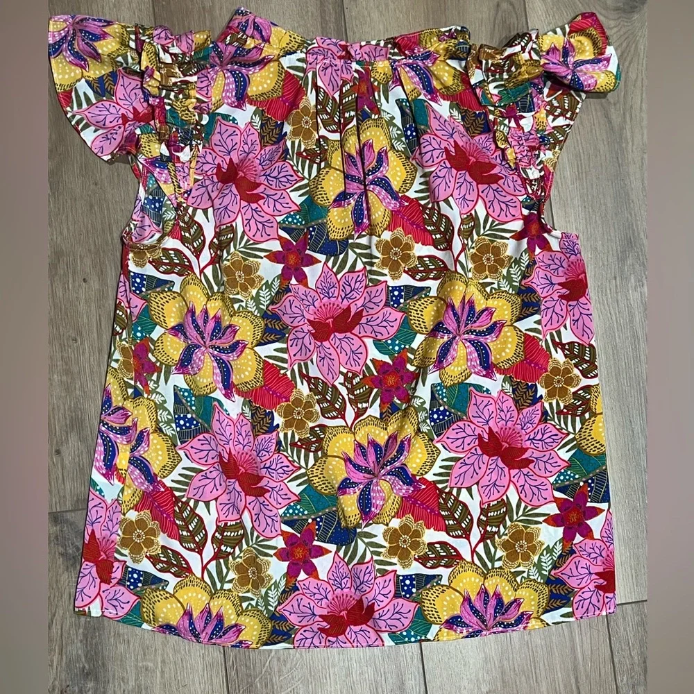 Rose & Olive Colorful Floral Blouse Top Small - Picture 3 of 3